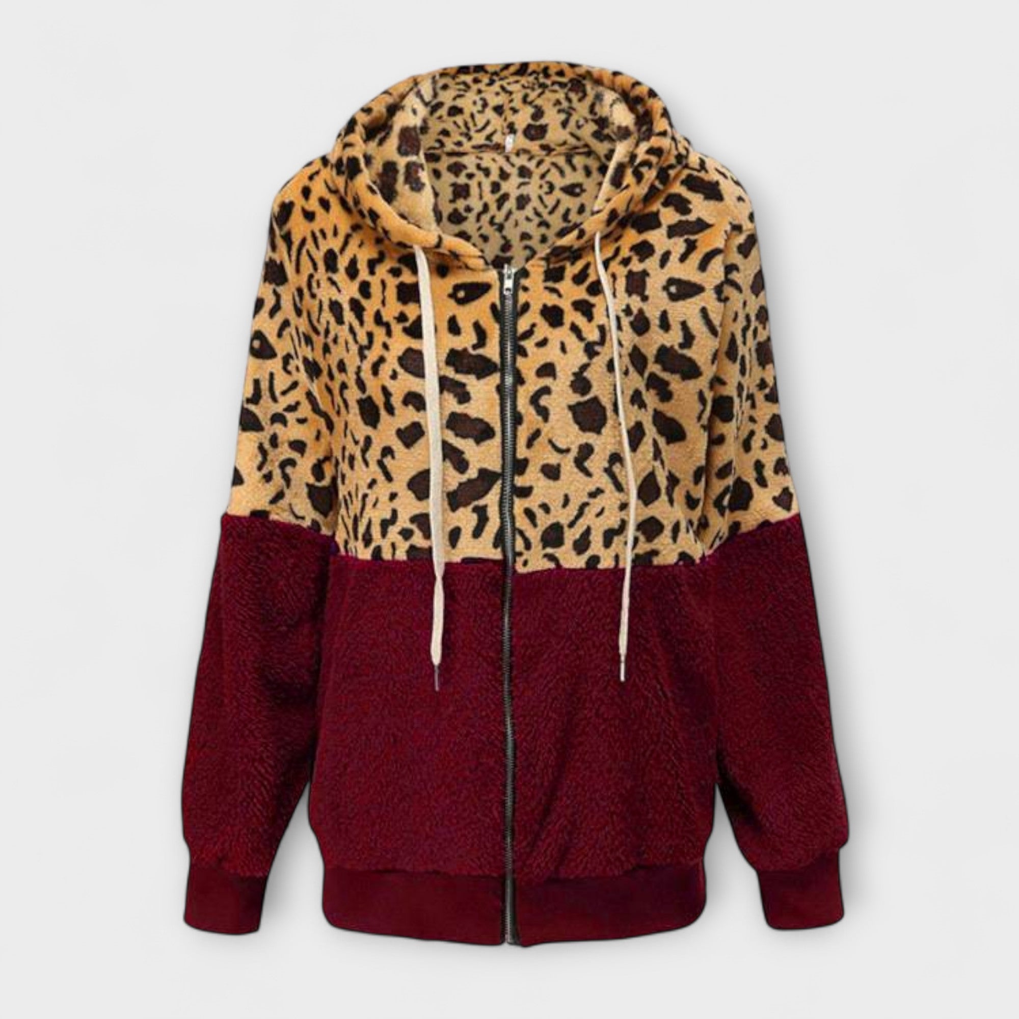 Lea - Fleece'owa kurtka z kapturem w leoparda