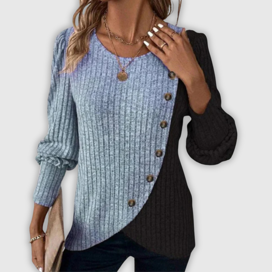 Kaia – Elegancka Bluzka z Guzikami i Długim Rękawem