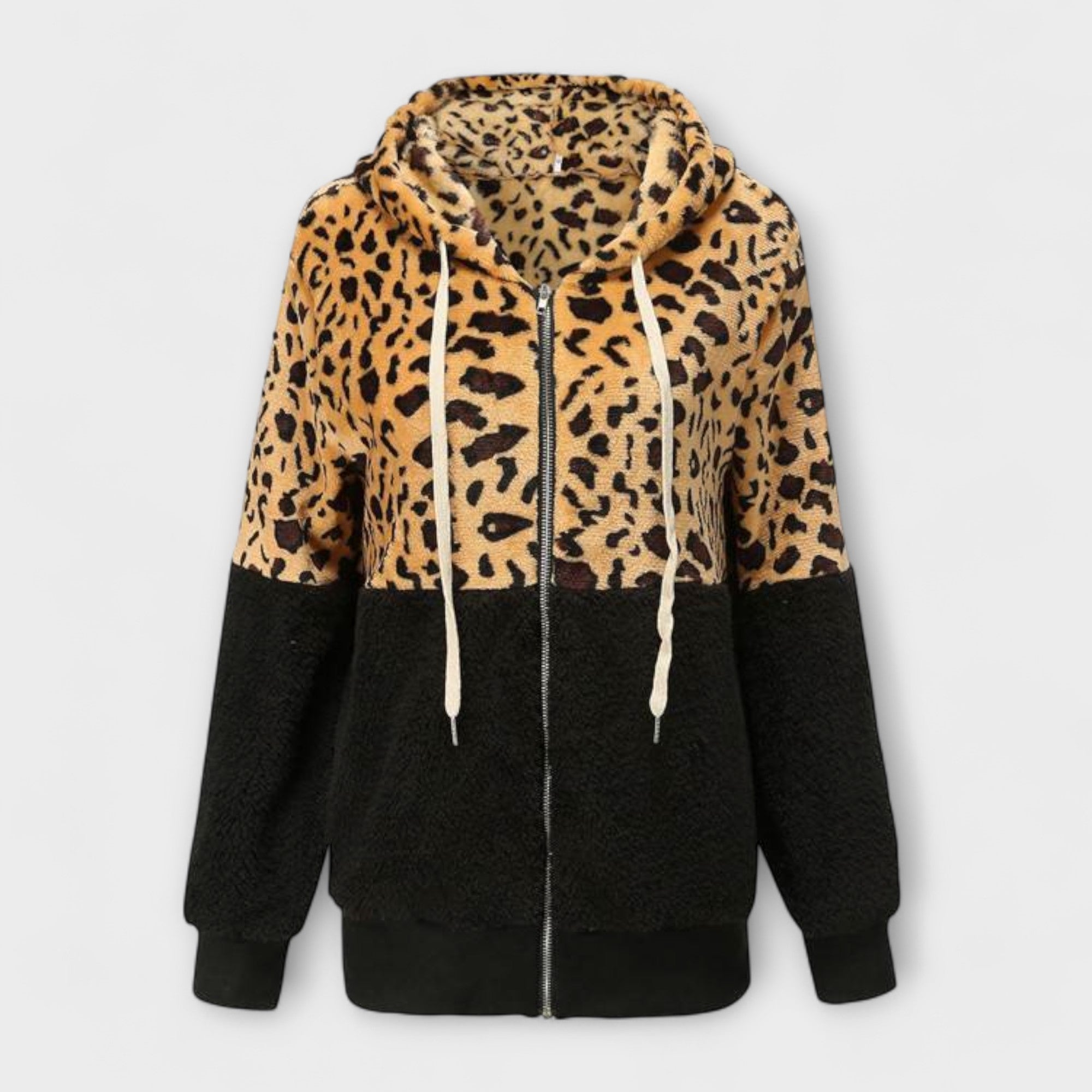Lea - Fleece'owa kurtka z kapturem w leoparda