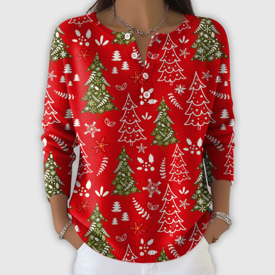 Zofia – Świąteczny sweter z guzikami